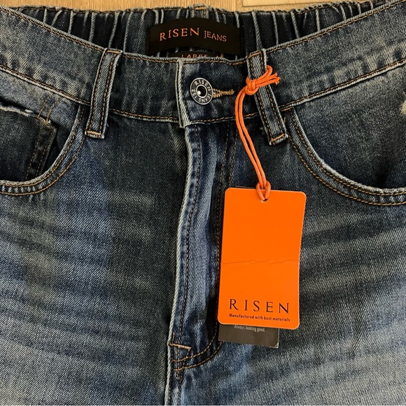 Risen High Waist Distressed Mom Jeans L - Picture 3 of 6